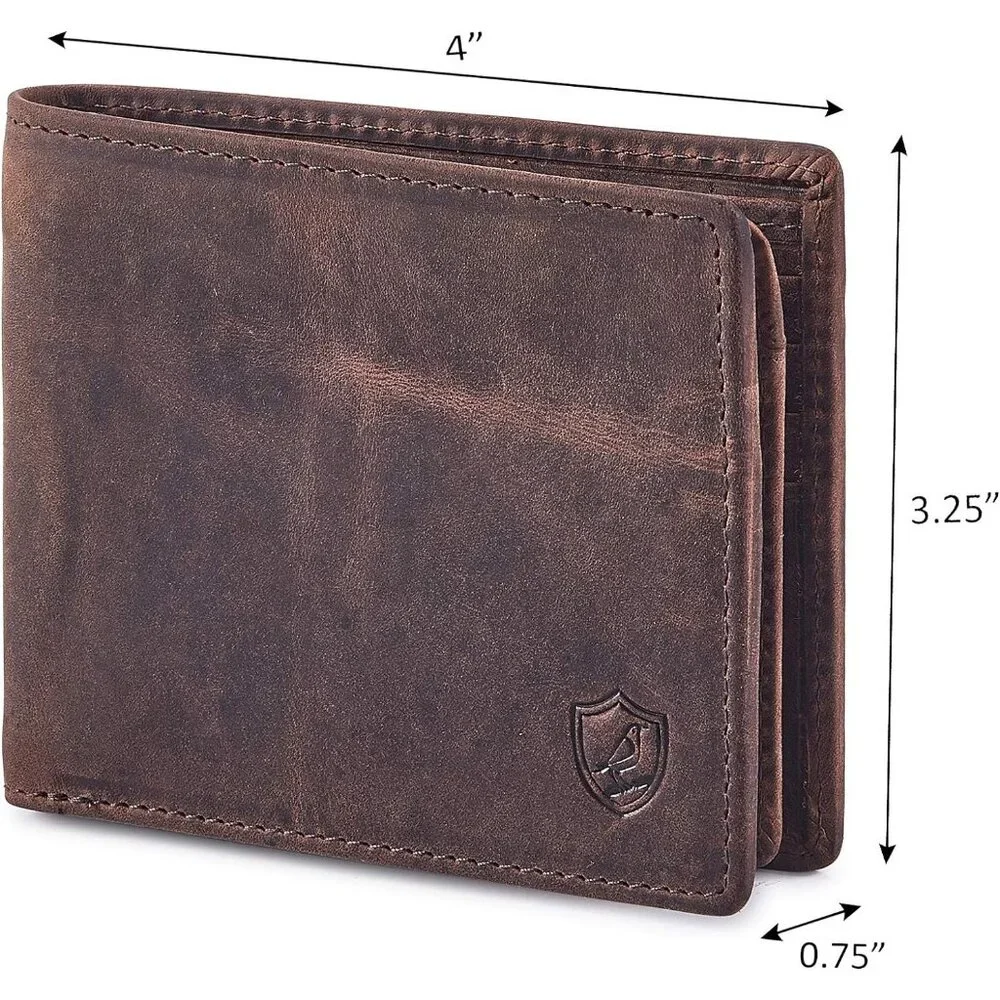 Wallet for Men's RFID Blocking Real Leather Bifold Stylish 2 ID Window
